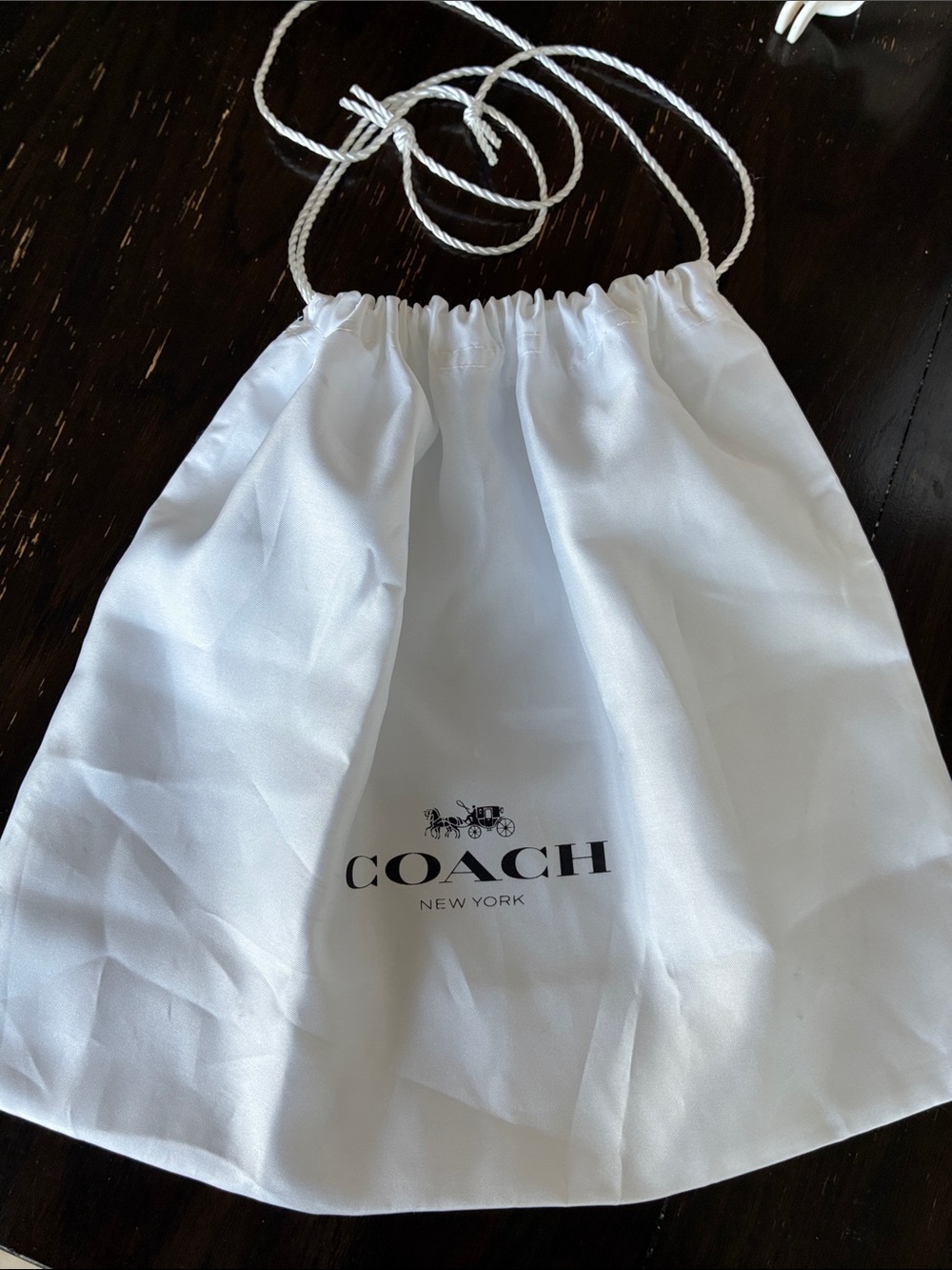 Coach white drawstring dust bag